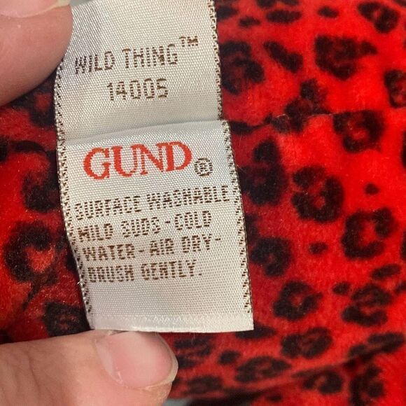 GUND Bear Red Black Wild Thing Animal Print Plush Stuffed Animal Heart and Bow - Picture 7 of 8